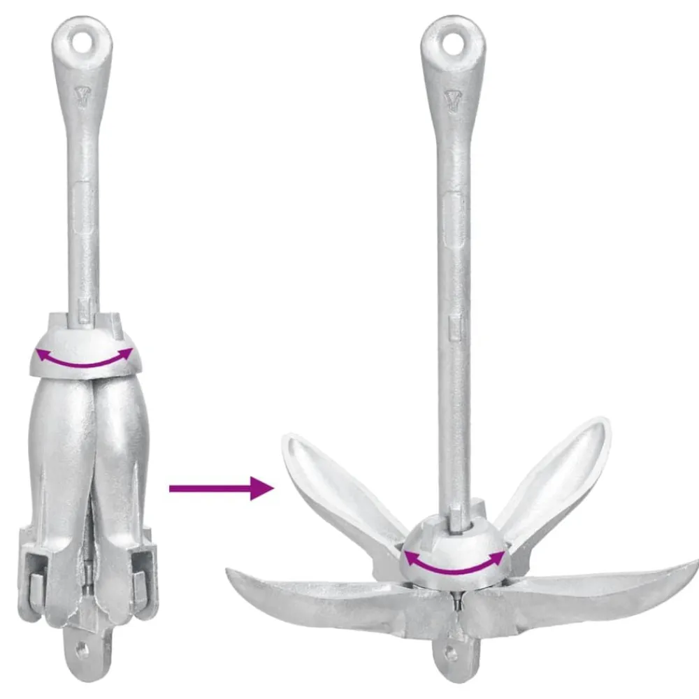 vidaXL Piezas Y Accesorios Para Vehículos-Ancla plegable hierro maleable plateado 8 kg