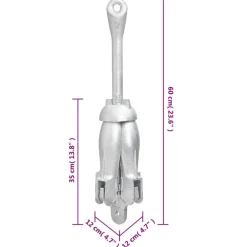 vidaXL Piezas Y Accesorios Para Vehículos-Ancla plegable hierro maleable plateado 8 kg