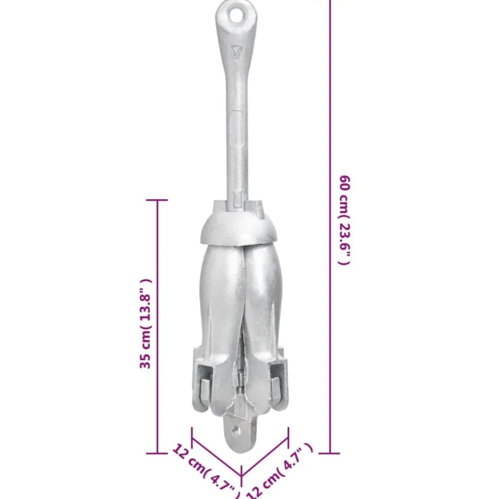 vidaXL Piezas Y Accesorios Para Vehículos-Ancla plegable hierro maleable plateado 8 kg
