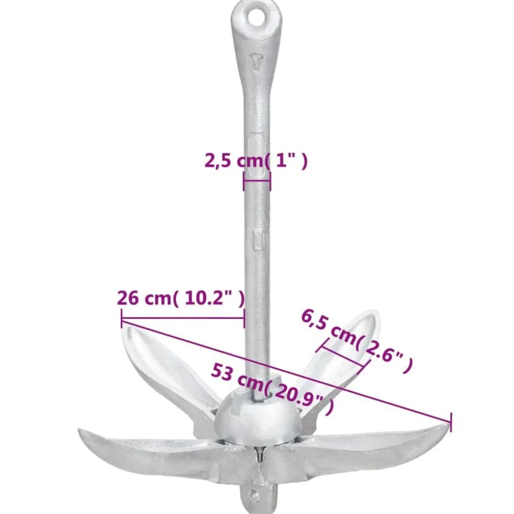 vidaXL Piezas Y Accesorios Para Vehículos-Ancla plegable hierro maleable plateado 8 kg