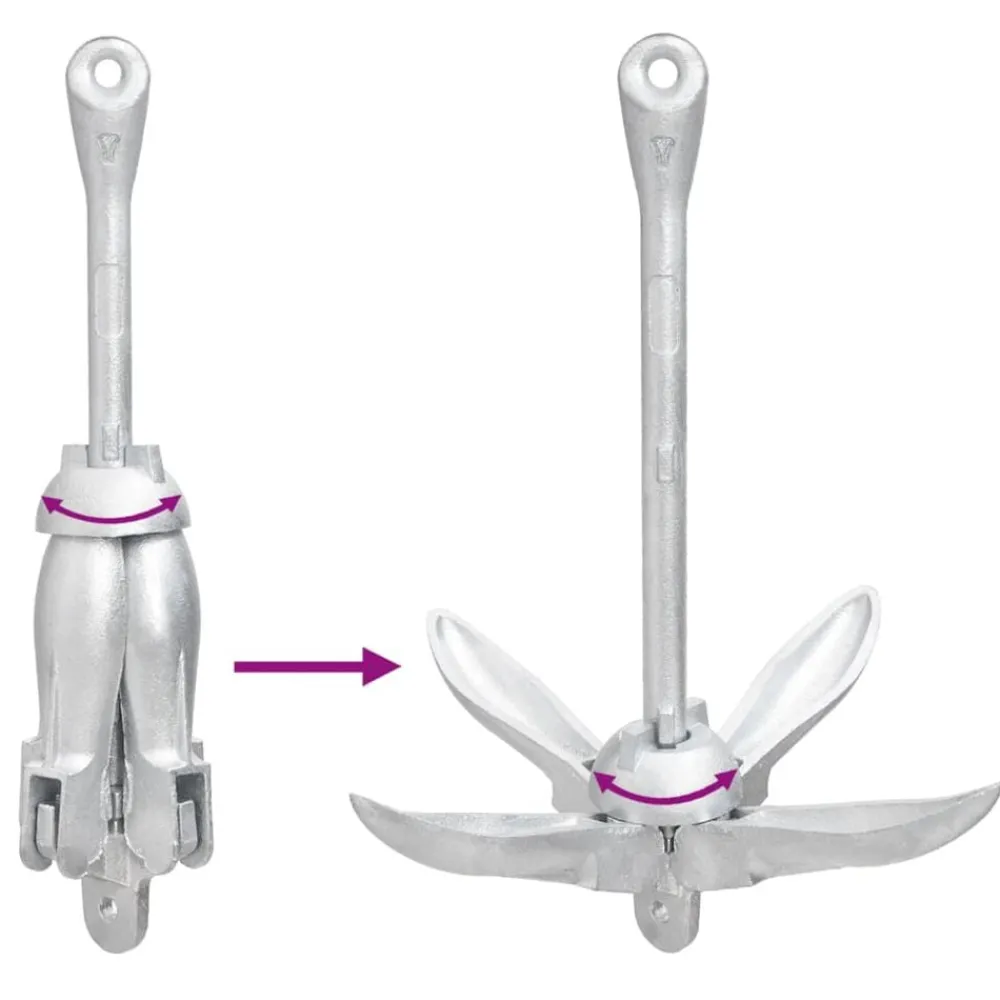vidaXL Piezas Y Accesorios Para Vehículos-Ancla plegable hierro maleable plateado 3,2 kg