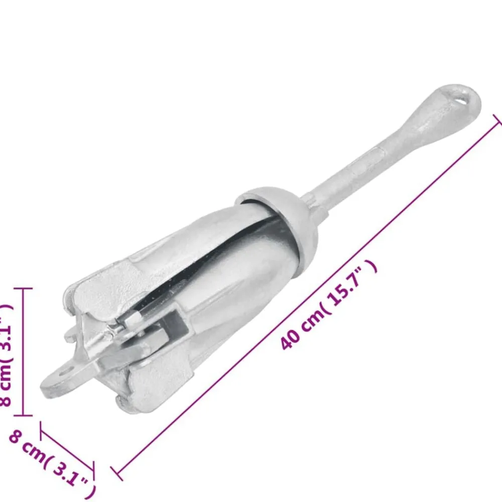 vidaXL Piezas Y Accesorios Para Vehículos-Ancla plegable hierro maleable plateado 3,2 kg
