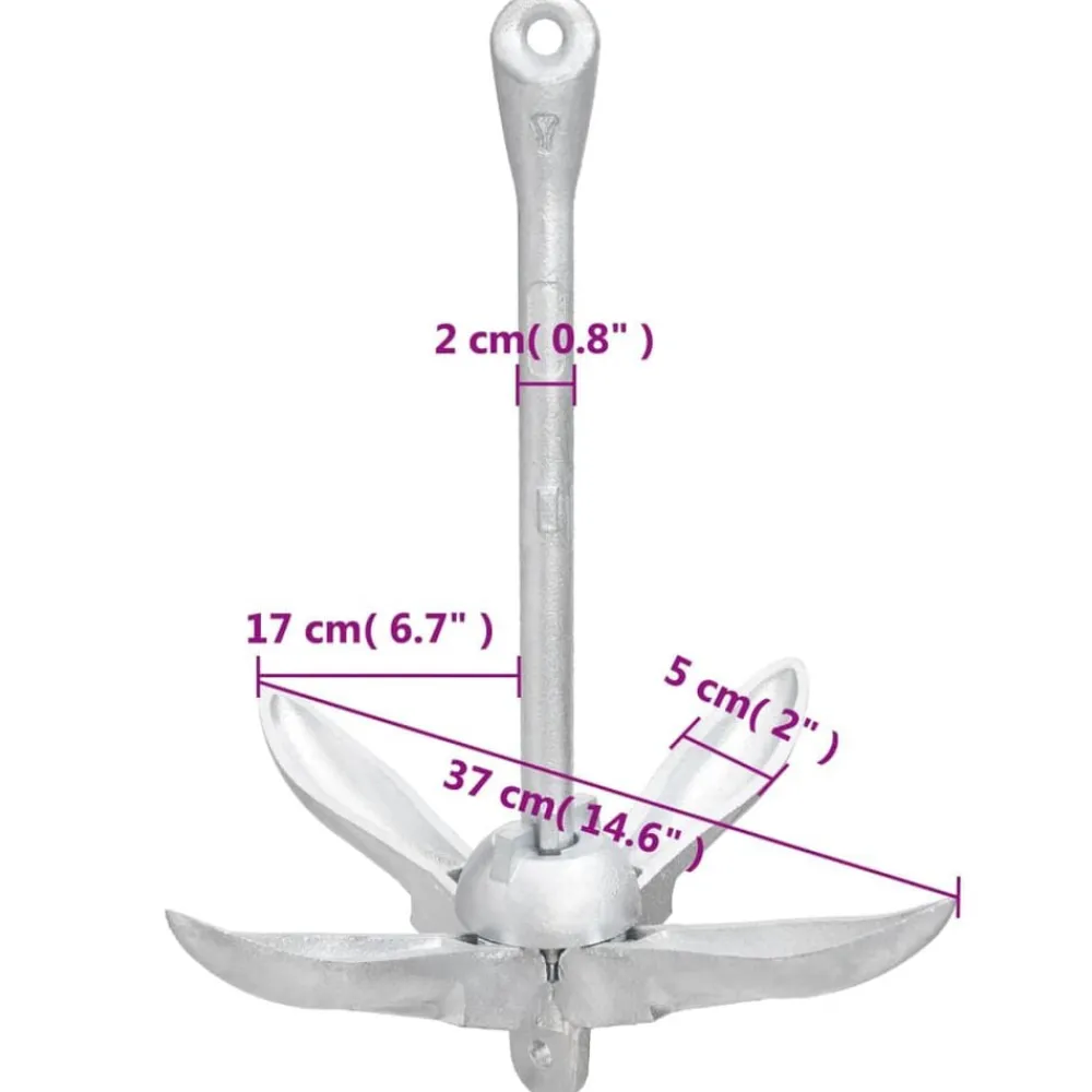 vidaXL Piezas Y Accesorios Para Vehículos-Ancla plegable hierro maleable plateado 3,2 kg