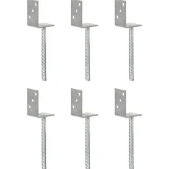 vidaXL Accesorios De Bricolaje-Anclajes de valla 6 uds acero galvanizado plateado 8x6x30 cm