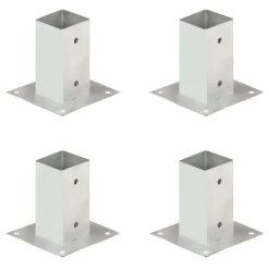 vidaXL Vallas De Jardín-Anclajes para postes 4 unidades metal galvanizados 71 mm