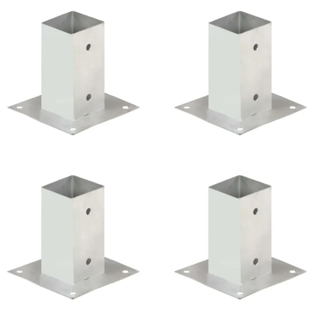 vidaXL Vallas De Jardín-Anclajes para postes 4 unidades metal galvanizados 71 mm