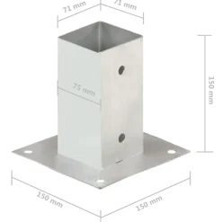 vidaXL Vallas De Jardín-Anclajes para postes 4 unidades metal galvanizados 71 mm