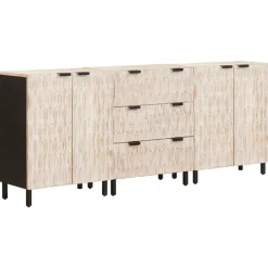 vidaXL Armarios Y Almacenamiento-Aparador 3 pcs Acabado de Lavado 180 x 33 x 75 cm