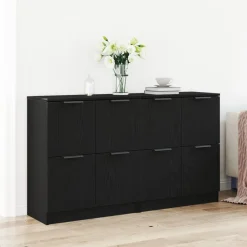 vidaXL Aparador 2 pcs 60 x 30 x 70 cm Madera de ingeniería Roble negro New