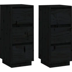 vidaXL Aparador 2 uds madera maciza de pino 32x34x75 cm Negro Outlet
