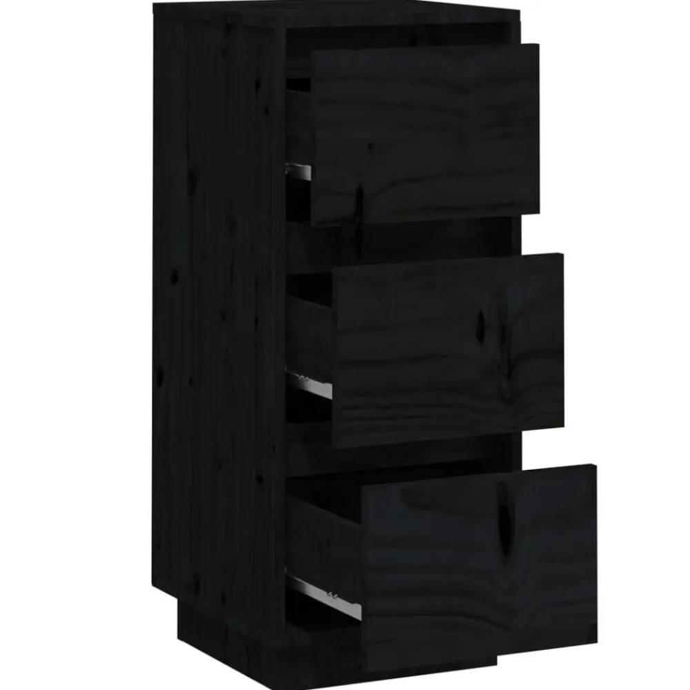 vidaXL Aparador 2 uds madera maciza de pino 32x34x75 cm Negro Outlet