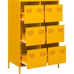 vidaXL Armarios Y Almacenamiento-Aparador acero mostaza 68x39x101,5 cm