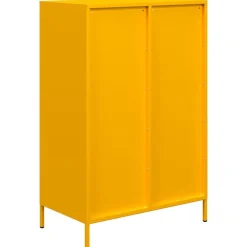 vidaXL Armarios Y Almacenamiento-Aparador acero mostaza 68x39x101,5 cm