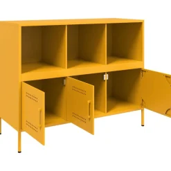 vidaXL Aparador acero mostaza 100,5x39x79 cm Amarillo Clearance