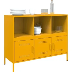 vidaXL Aparador acero mostaza 100,5x39x79 cm Amarillo Clearance
