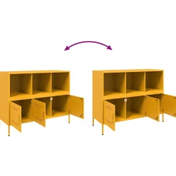 vidaXL Aparador acero mostaza 100,5x39x79 cm Amarillo Clearance