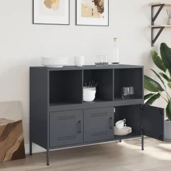 vidaXL Armarios Y Almacenamiento-Aparador acero gris 100,5x39x79 cm