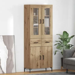 vidaXL Aparador alto 2 pcs Roble artesanal Madera de ingeniería Roble artisan Clearance