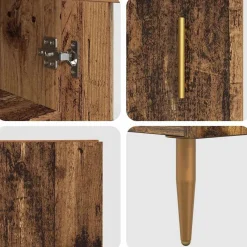 vidaXL Armarios Y Almacenamiento-Aparador alto 2 pcs Madera envejecida Cristal