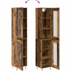 vidaXL Armarios Y Almacenamiento-Aparador alto 2 pcs Madera envejecida Cristal