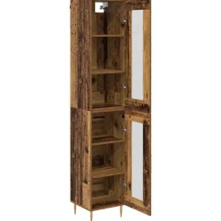 vidaXL Armarios Y Almacenamiento-Aparador alto 2 pcs Madera envejecida Cristal