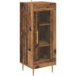 vidaXL Armarios Y Almacenamiento-Aparador alto 2 pcs Madera envejecida Cristal