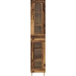vidaXL Armarios Y Almacenamiento-Aparador alto 2 pcs Madera envejecida Cristal