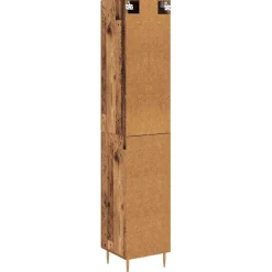 vidaXL Armarios Y Almacenamiento-Aparador alto 2 pcs Madera envejecida Cristal