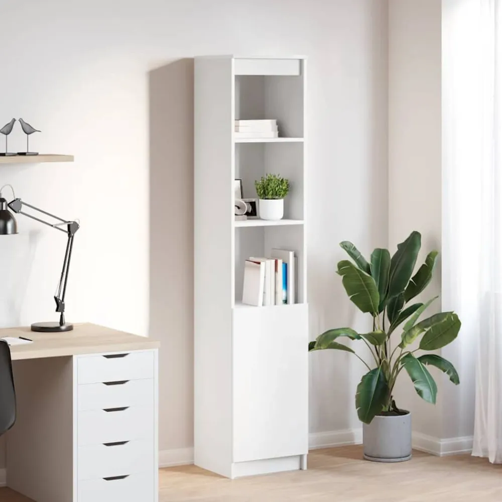 vidaXL Aparador alto 37,5x35x180 cm madera de ingeniería Blanco Discount
