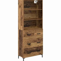 vidaXL Aparador alto con cajón Madera vieja 69,5 x 34 x 180 cm Madera envejecida New
