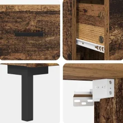 vidaXL Aparador alto con cajón Madera vieja 69,5 x 34 x 180 cm Madera envejecida New
