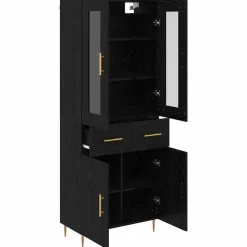 vidaXL Aparador alto con cajón 2 pcs Madera de ingeniería Roble negro Clearance