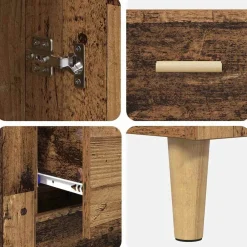 vidaXL Aparador alto con cajón 69,5 x 34 x 180 cm Madera envejecida Best