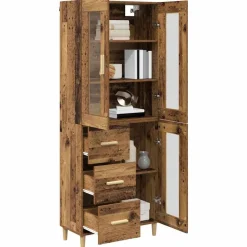 vidaXL Aparador alto con cajón 69,5 x 34 x 180 cm Madera envejecida Best