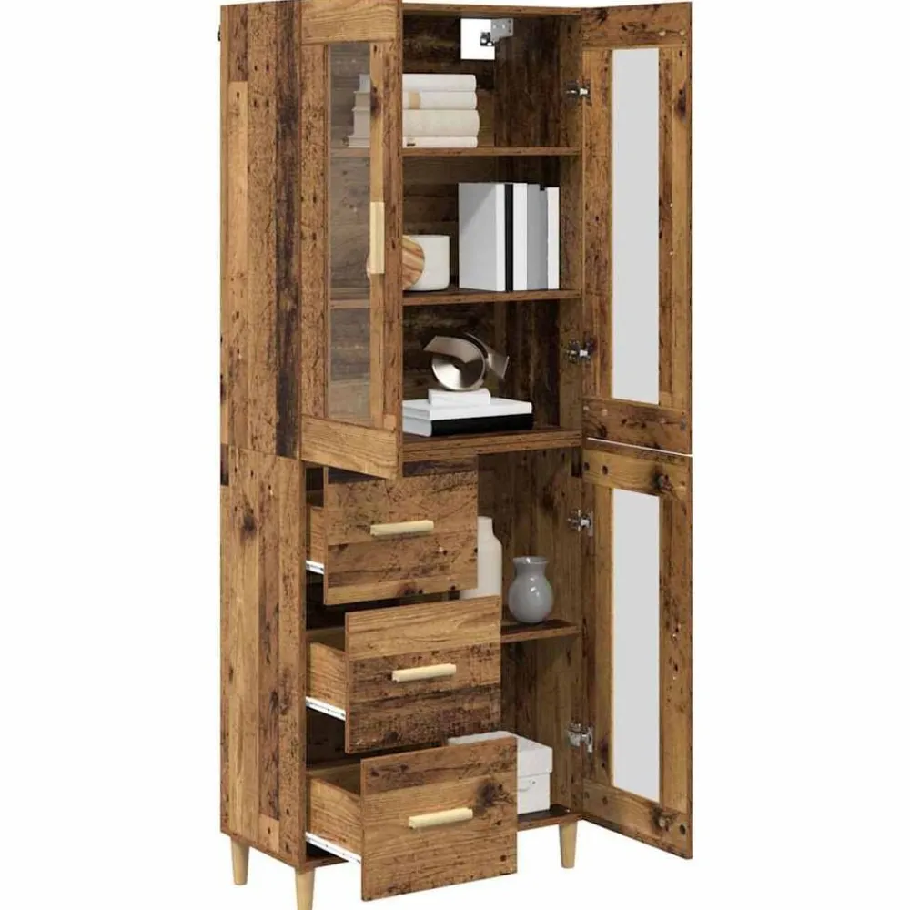 vidaXL Aparador alto con cajón 69,5 x 34 x 180 cm Madera envejecida Best