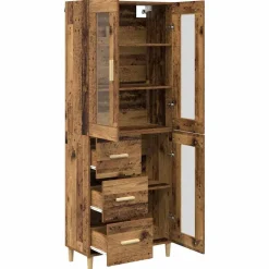 vidaXL Aparador alto con cajón 69,5 x 34 x 180 cm Madera envejecida Best