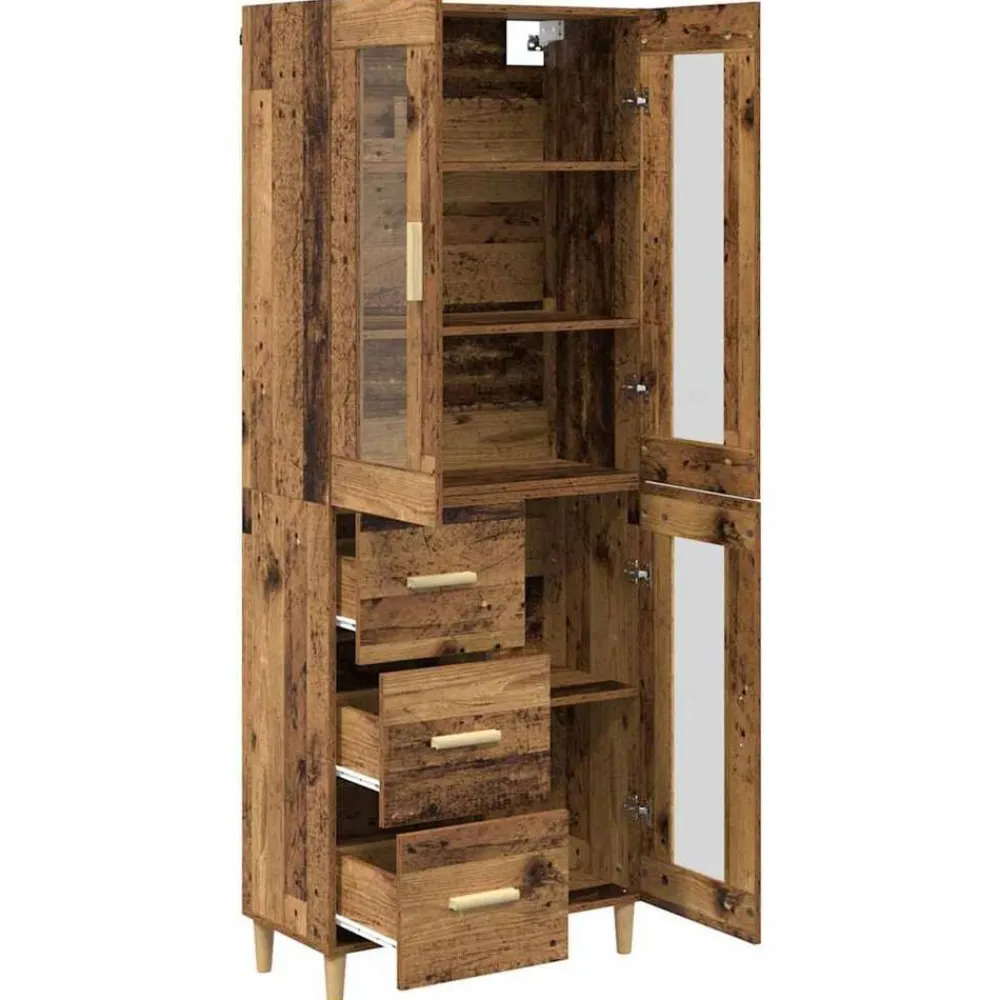 vidaXL Aparador alto con cajón 69,5 x 34 x 180 cm Madera envejecida Best