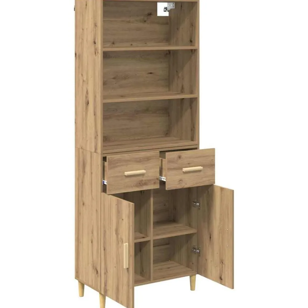 vidaXL Armarios Y Almacenamiento-Aparador alto con cajón Roble artesanal 69,5 x 34 x 180 cm