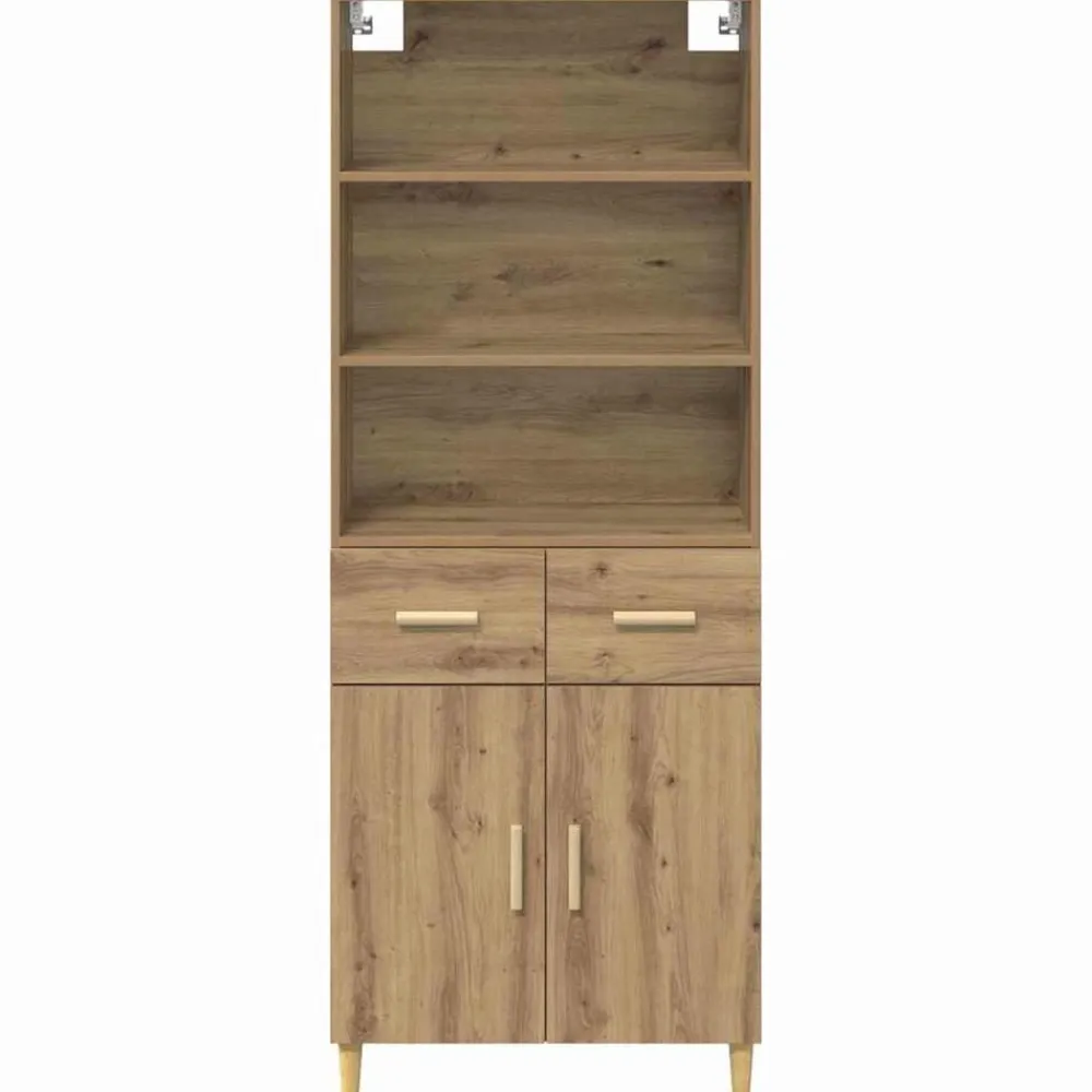 vidaXL Armarios Y Almacenamiento-Aparador alto con cajón Roble artesanal 69,5 x 34 x 180 cm