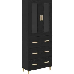 vidaXL Aparador alto con cajón 69,5 x 34 x 180 cm Roble negro New
