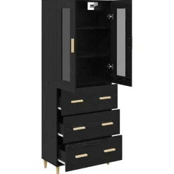 vidaXL Aparador alto con cajón 69,5 x 34 x 180 cm Roble negro New