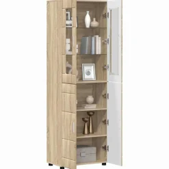 vidaXL Aparador alto con estante FLORIN 60 x 35 x 182 cm Roble Sonoma Discount
