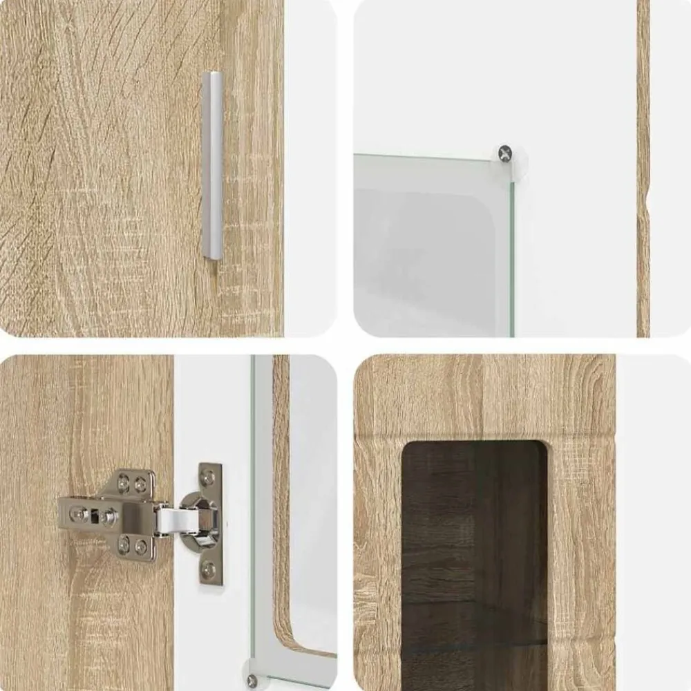 vidaXL Aparador alto con estante FLORIN 60 x 35 x 182 cm Roble Sonoma Discount