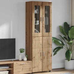 vidaXL Conjuntos De Muebles-Aparador alto FLORIN Roble artesanal 60 x 35 x 182 cm