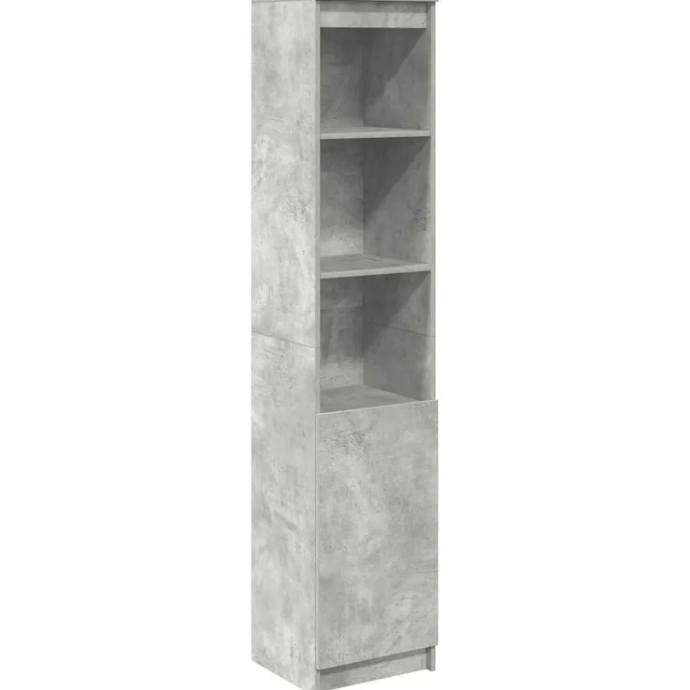 vidaXL Aparador alto gris hormigón 37,5x35x180 cm madera de ingeniería Gris hormigón Clearance