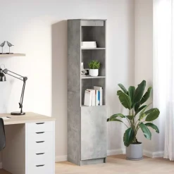 vidaXL Aparador alto gris hormigón 37,5x35x180 cm madera de ingeniería Gris hormig&oacute;n Clearance