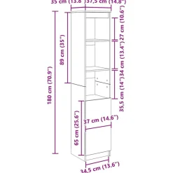 vidaXL Aparador alto gris hormigón 37,5x35x180 cm madera de ingeniería Gris hormigón Clearance