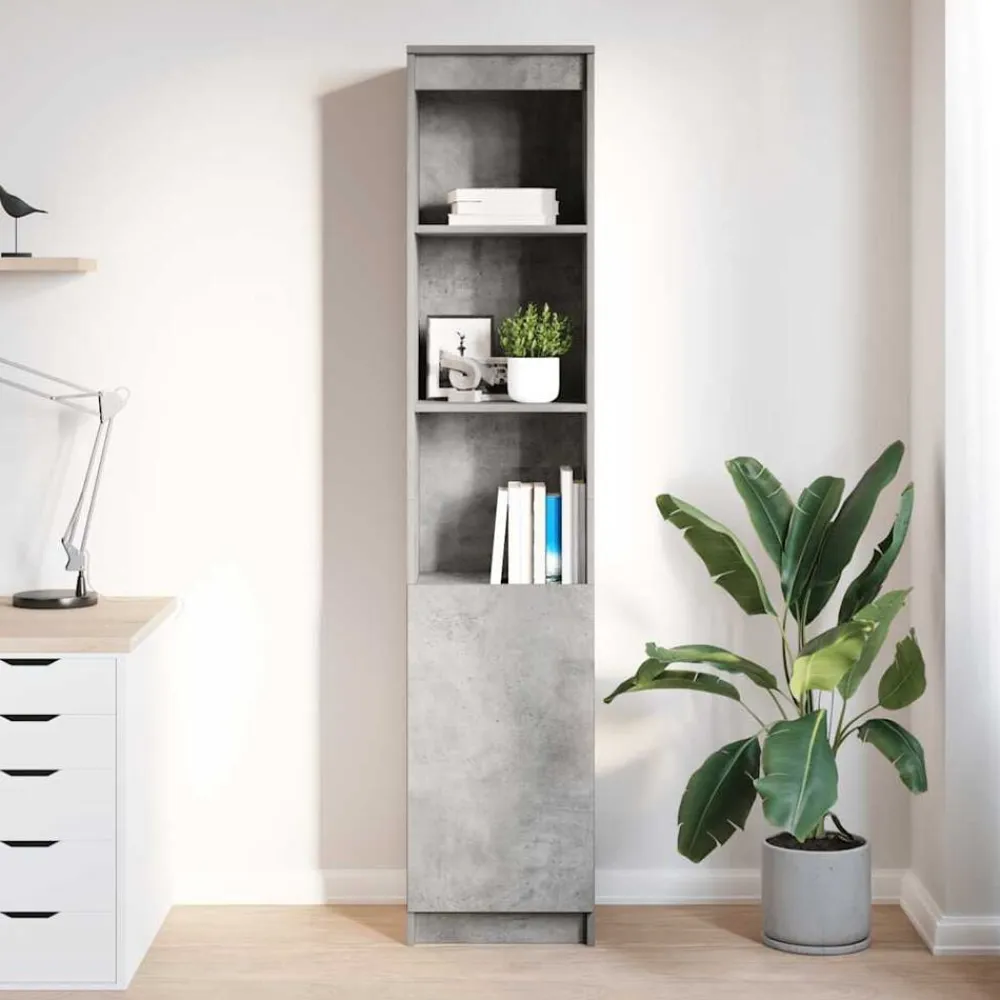 vidaXL Aparador alto gris hormigón 37,5x35x180 cm madera de ingeniería Gris hormigón Clearance