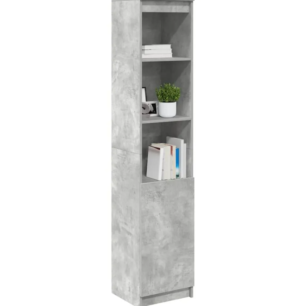 vidaXL Aparador alto gris hormigón 37,5x35x180 cm madera de ingeniería Gris hormigón Clearance
