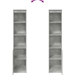 vidaXL Aparador alto gris hormigón 37,5x35x180 cm madera de ingeniería Gris hormigón Clearance